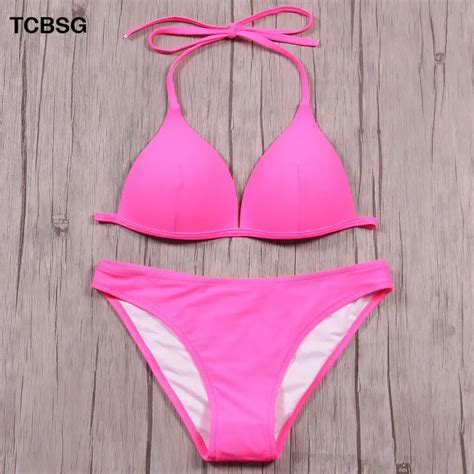 Tcbsg Sexy Pink Push Up Bikinis Women Swimwear Swimsuit Brazilian