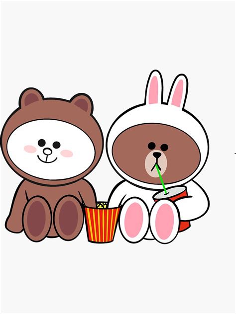 Brown Bear And Cony Bunny Go To The Movies Sticker By Raven17patrice Redbubble