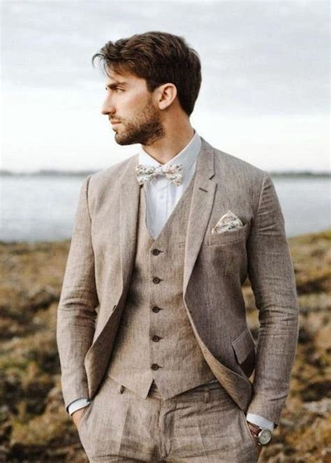 Men Linen Piece Suit Beach Wedding Suit Groom Wear Suit Etsy