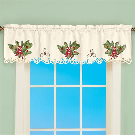 Christmas Holly Window Valance Curtain Collections Etc