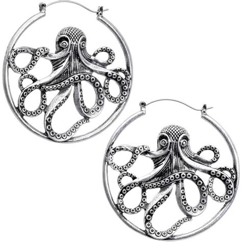 Octopus Tunnel Plug Hoop Hanger Earring Set Octopus Jewelry