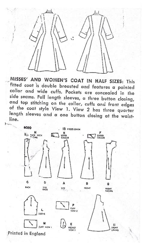 1952 Vintage Sewing Pattern Coat B33 R313 Simplicity 4090 Etsy Uk