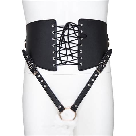 Sexy Men Faux Leather Harness Punk Gothic Body Bondage Cage Strap Tied