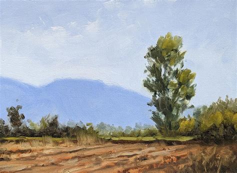 Original Landscape Oil Painting Afternoon Blue Painting By Mandar