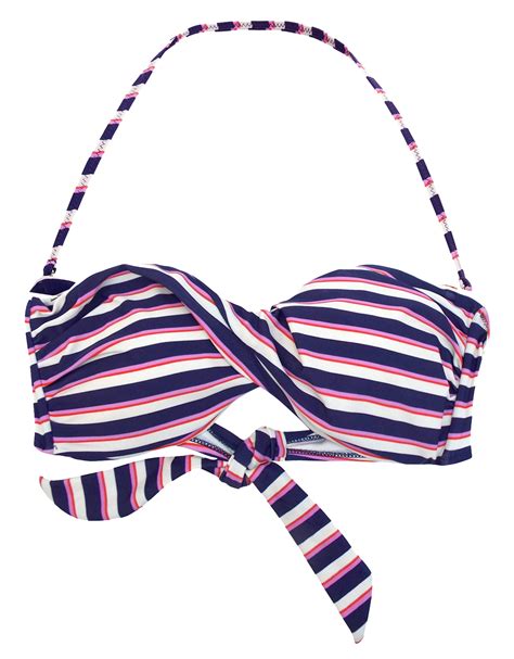 Accessor1ze Blue Nautical Twist Bandeau Bikini Top Size