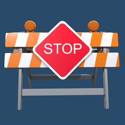 Traffic Alert Road Block Sign Free Vr Ar Low Poly 3d Model Rigged
