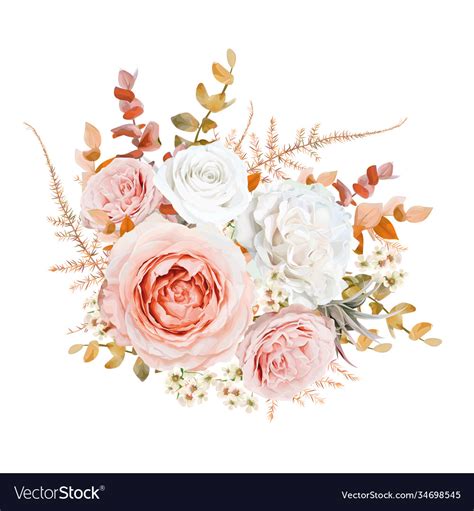 Bright Floral Bouquet Design Blush Peach Roses Vector Image
