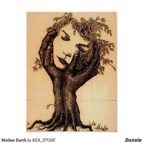 Mother Earth Poster Zazzle Com Earth Drawings Mother Earth Drawing Earth Poster