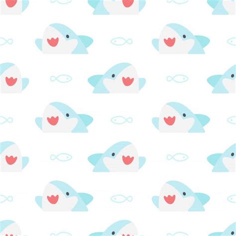 Cute Shark And Fish Seamless Pattern Background In 2020 Cute Shark