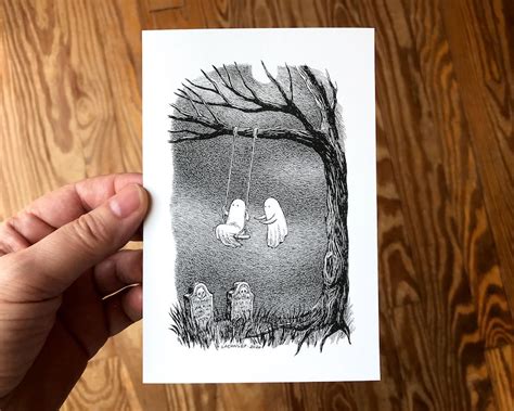 4x6 Art Print Spooky Pen And Ink Drawing Of Ghost Etsy