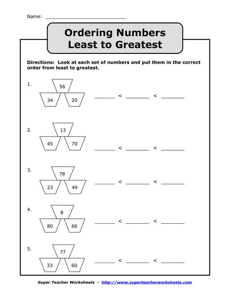 Order Numbers From Least To Greatest Worksheet 6th Grade