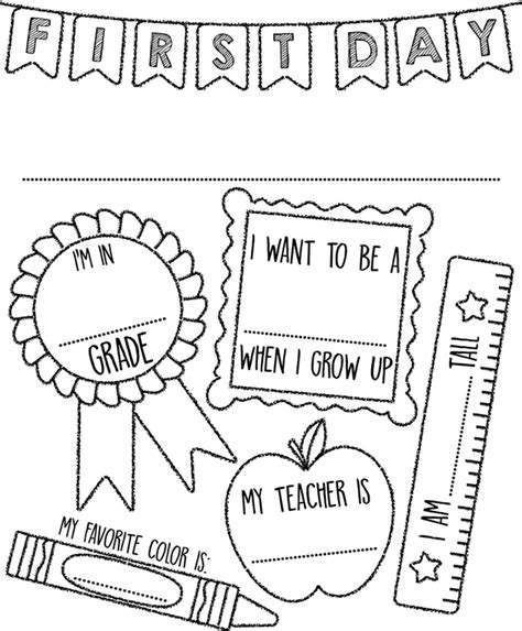 The children's day coloring page is adorable! First Day of School Sign Coloring Page | crayola.com