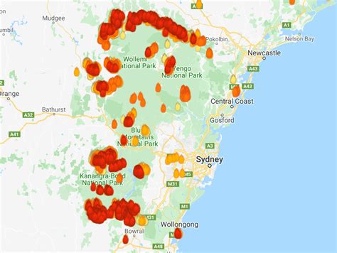 Australia Bushfire Map Fires Rage Outside Every Major City Time