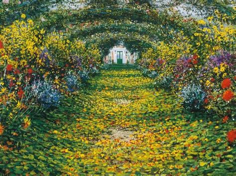 Painting Of Claude Monets Garden At Giverny France Pinturas De