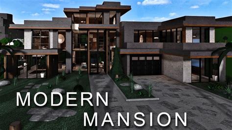 Mega Modern Mansion K No Large Plot Roblox Bloxburg Youtube Modern Mansion Mansions