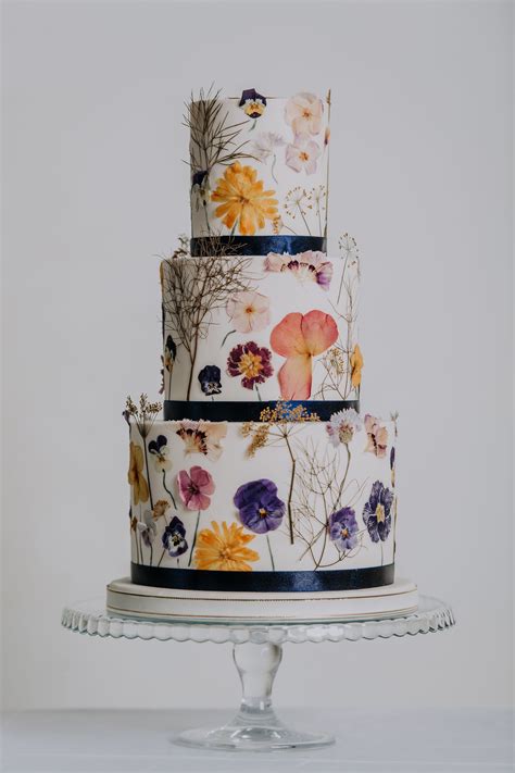 Pressed Flower Wedding Cake All Edible Flowers Grown And Pressed By