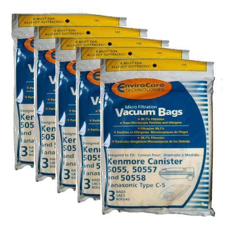 Kenmore Canister Type C Vacuum Bags 15 Bags Fits 5055 50557 50558