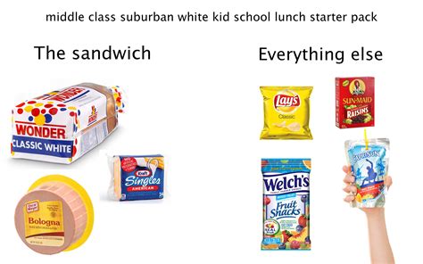 Middle Class Suburban White Kid School Lunch Starter Pack