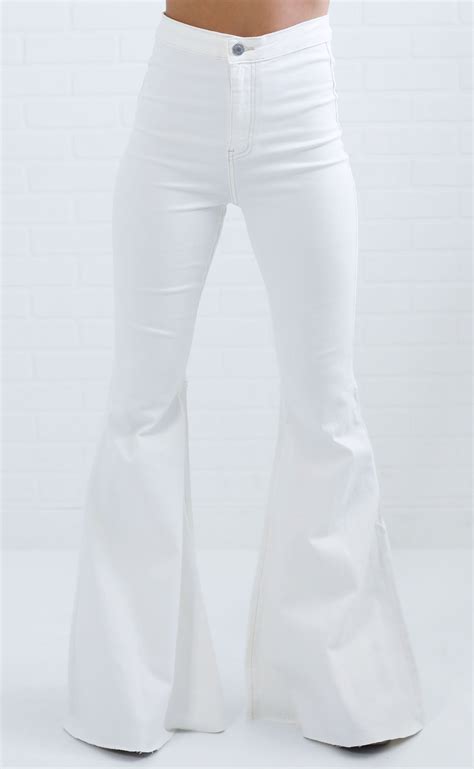 Super Flare High Waisted Jeans White Bell Bottom Jeans Outfit