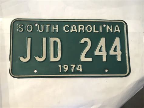 Vintage Used Original 1974 South Carolina License Plate Tag Jjd 244