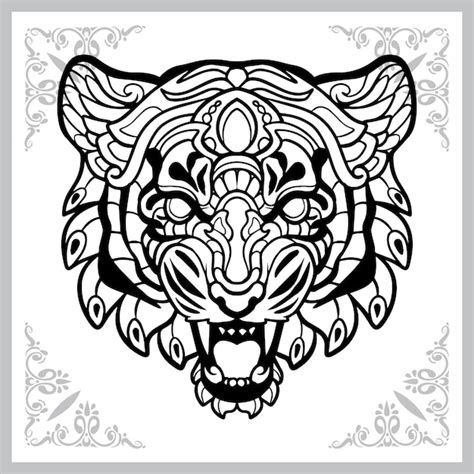 Premium Vector Tiger Head Zentangle Arts Isolated On White Background