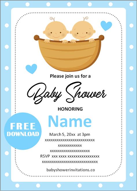 Free Printable Baby Shower Invitation Templates For Twins