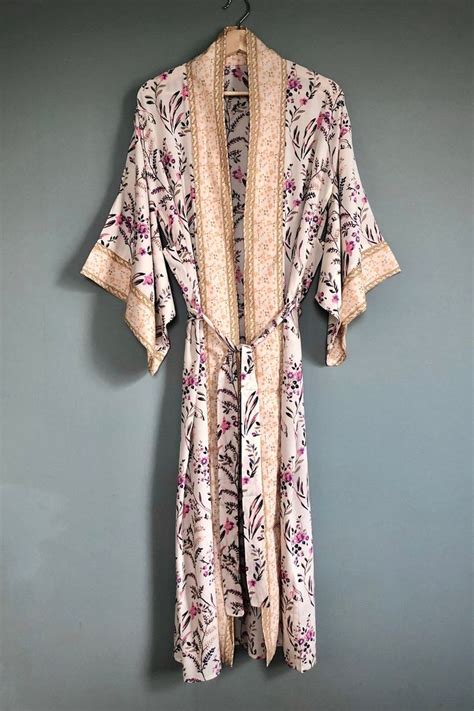 Kimono Robe Dressing Gown Vintage Style Cotton Etsy Vintage Fashion Silk Dressing Gown