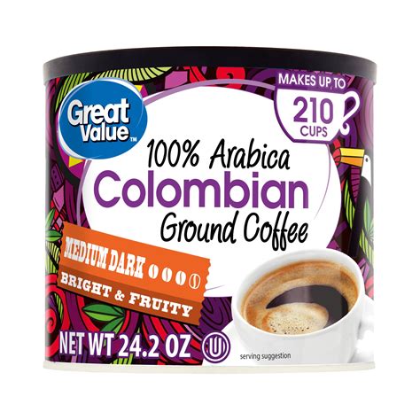 Great Value 100 Arabica Colombian Medium Dark Ground Coffee 242 Oz