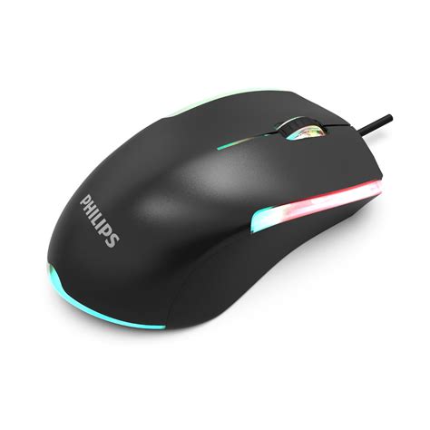 Philips 3 Button Wired Computer Mouse With Rgb Ambiglow Fx