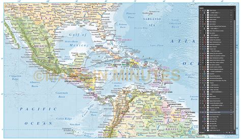 Caribbeancentral America Map With Political Colour Relief Illustrator