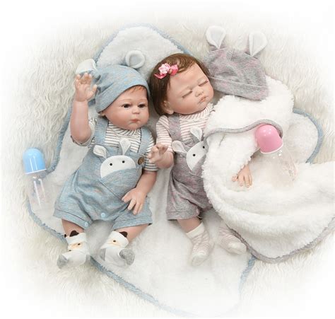 49cm Full Body Silicone Reborn Baby Doll Twins Boy And Girl Bebes