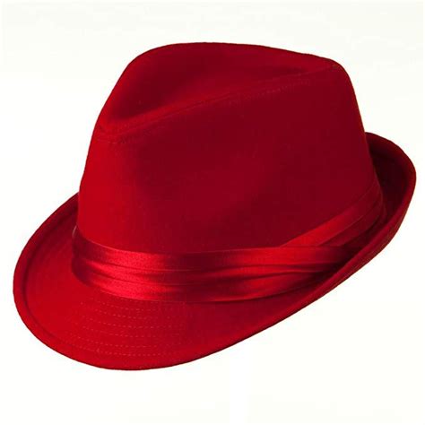 Fedora With Pleated Satin Band Red Osfm At Amazon Mens Clothing