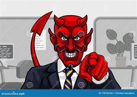 Devil Evil Businessman In Suit Pointing Stock Vector Illustration Of