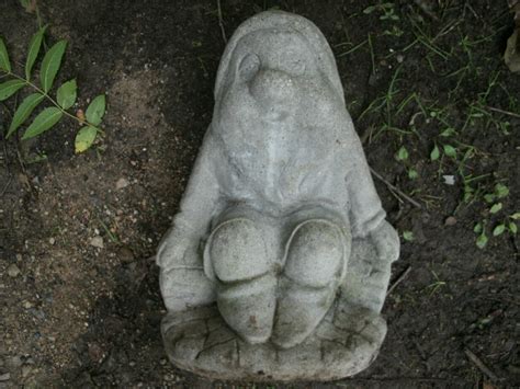 Vtg Cement 15 Dwarf Dopey Garden Art Gnome Statue Weathered Concrete