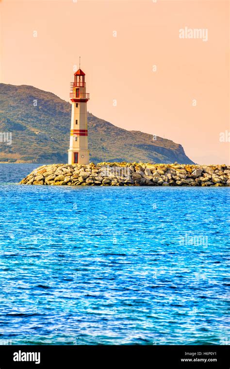 Turgutreis Lighthouse At Sunset Bodrum Turkey Stock Photo Alamy
