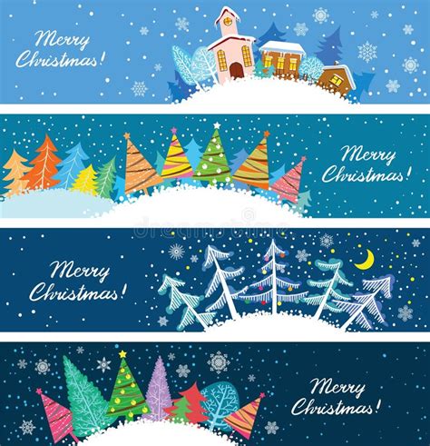 Set Of Christmas And New Years Banners Stock Vector Illustration Of