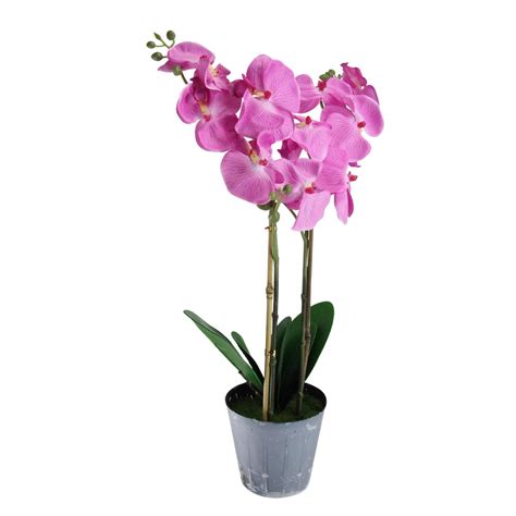 20 Potted Pink Phalaenopsis Orchid Artificial Silk Flower Plant