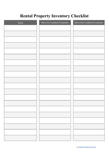 Rental Property Inventory Checklist Template - Table - Fill Out, Sign