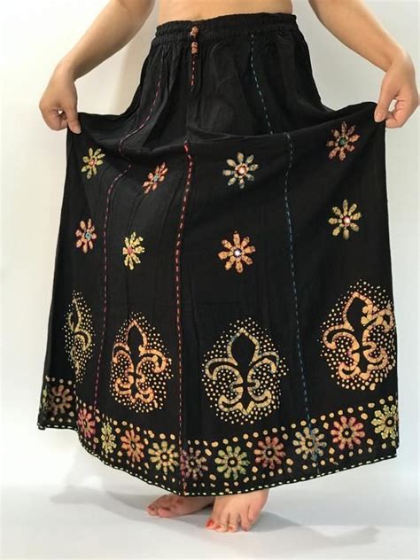 Id0218 Handstitch Indian Long Skirts For Women Boho Indian Tie Dye
