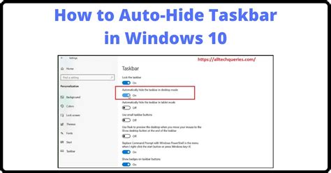 How To Auto Hide Taskbar Without Activating Windows 10