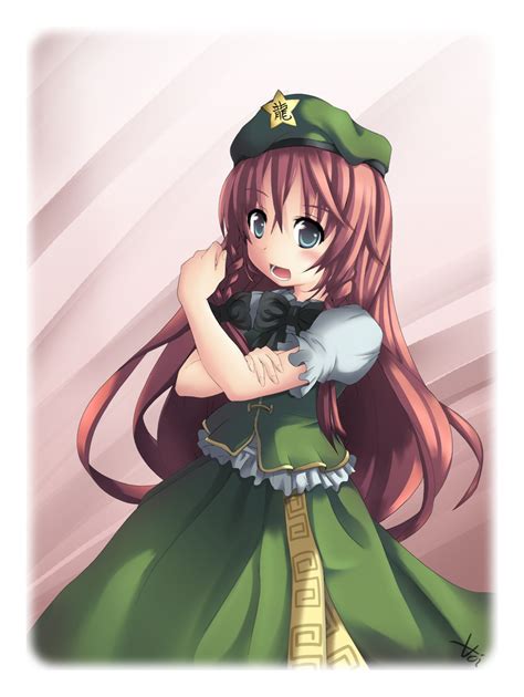 Safebooru Bad Id China Dress Chinadress Chinese Clothes Hat Hong Meiling Long Hair Red Hair