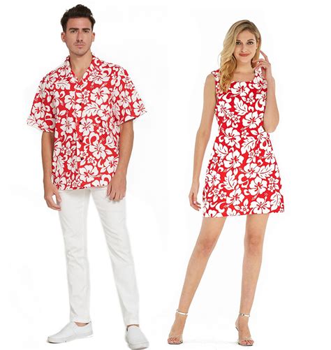 Wedding And Formal Occasion Couple Matching Shirt Dress Outfit Hawaiian