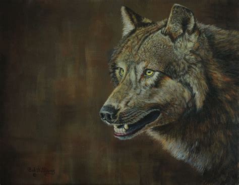 Alpha Malegrey Wolf Wolf Painting Grey Wolf Art Paintings For