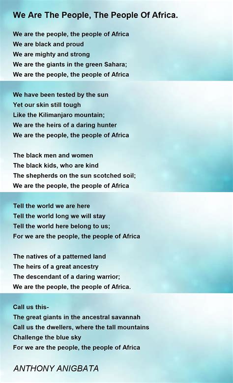 We Are The People The People Of Africa We Are The People The