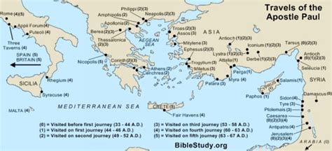 Map Pauls Missionary Journeys First Christian Church