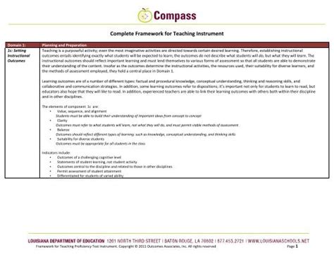 Compass Teacher Rubric Louisiana Department Of Education