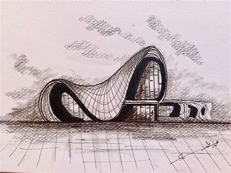 Heydar Aliyev Center Zaha Hadid Sketching Architecture Drawings