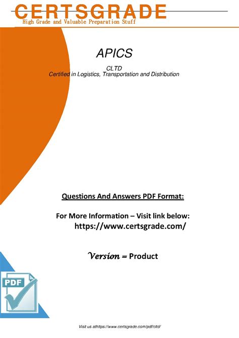 APICS CLTD Sample Questions Exam PDF Host
