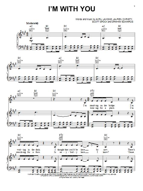 Im With You Sheet Music Avril Lavigne Piano Vocal And Guitar Chords