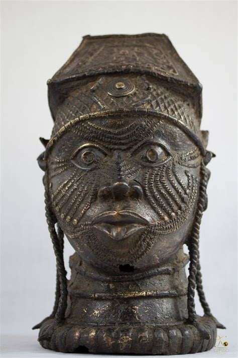 Vintage Tribal Benin Bronze Head Figure Nigeria African Sculptures